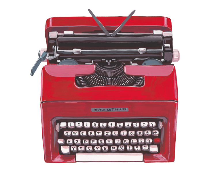 felix scholz illustration painting gouache olivetti typewriter