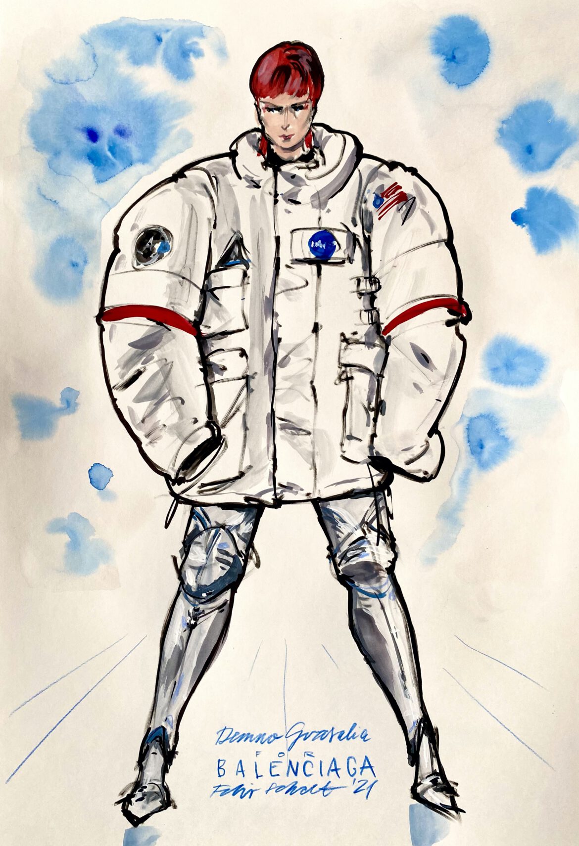 illustration of a woman in an astronaut jacket