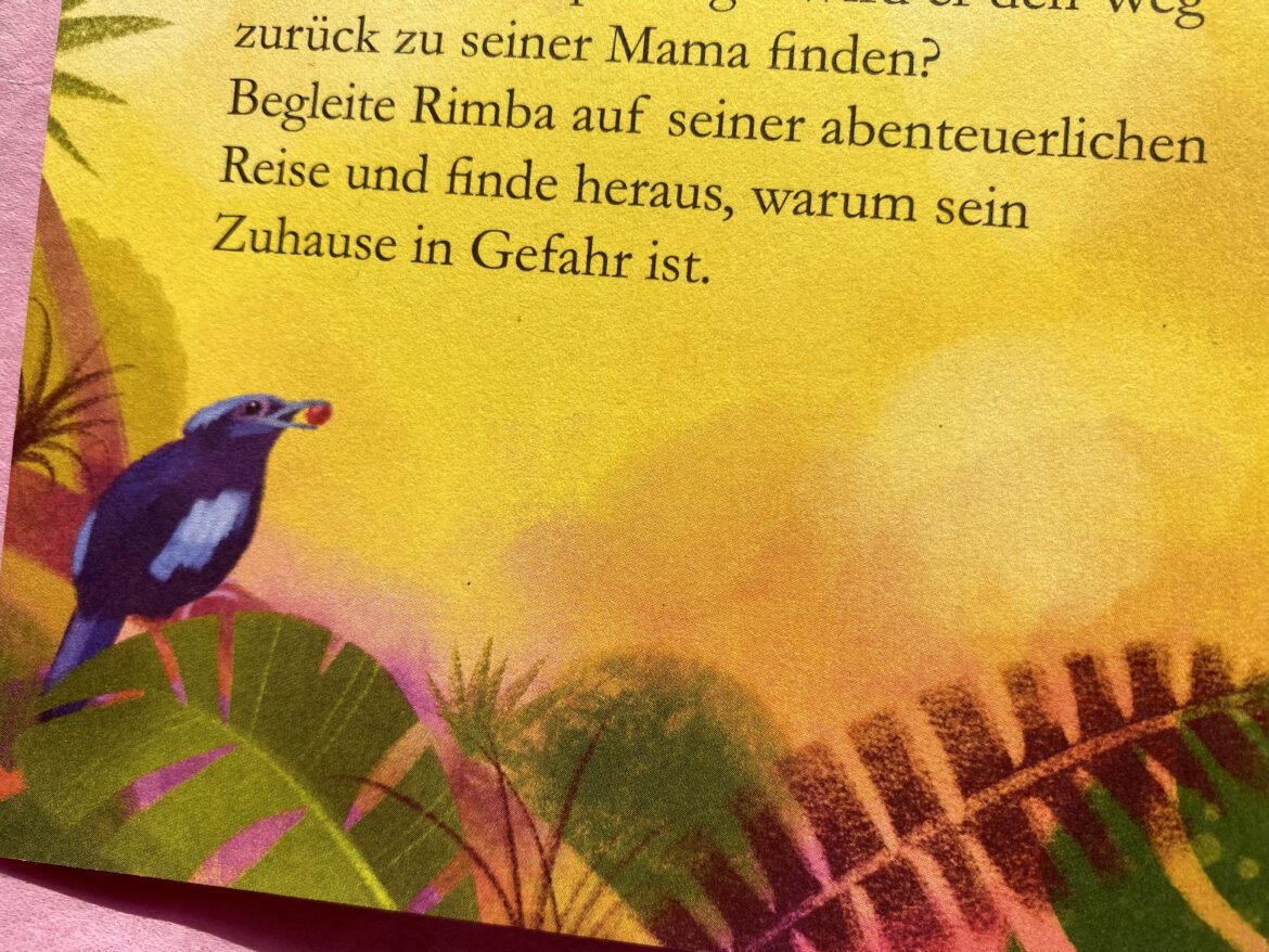 Kinderbuchillustration eines bunten Vogels im Regenwald