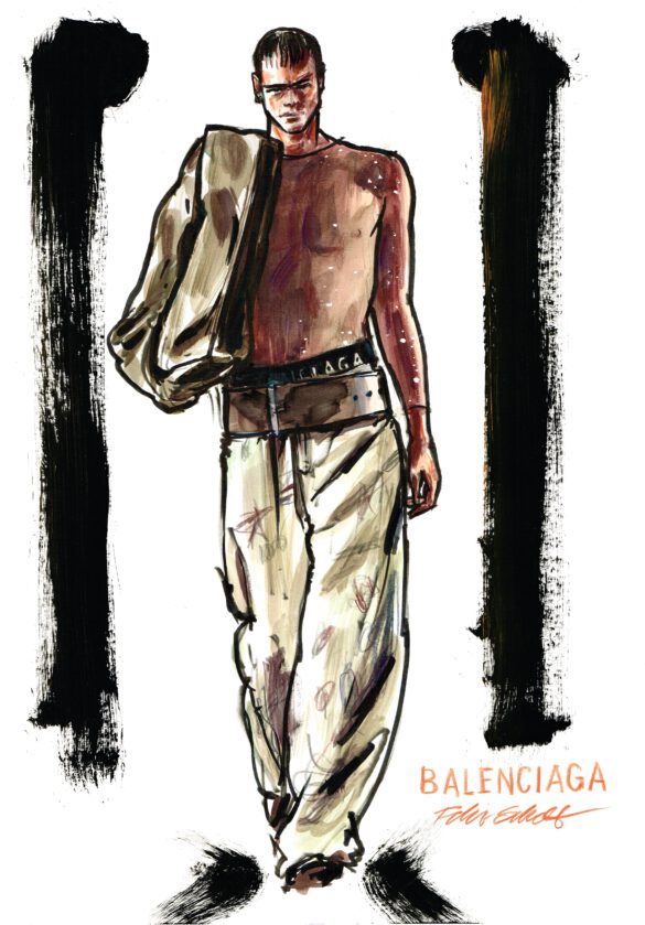 Fashion Illustration Male Model Balenciaga Freier Oberkörper