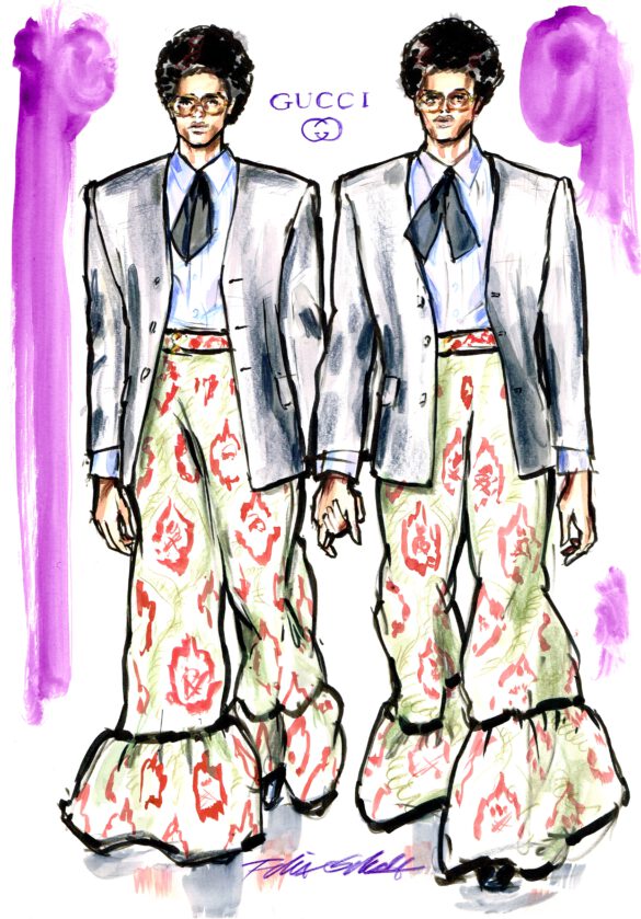 fashion illustration Gucci 2 twin male models