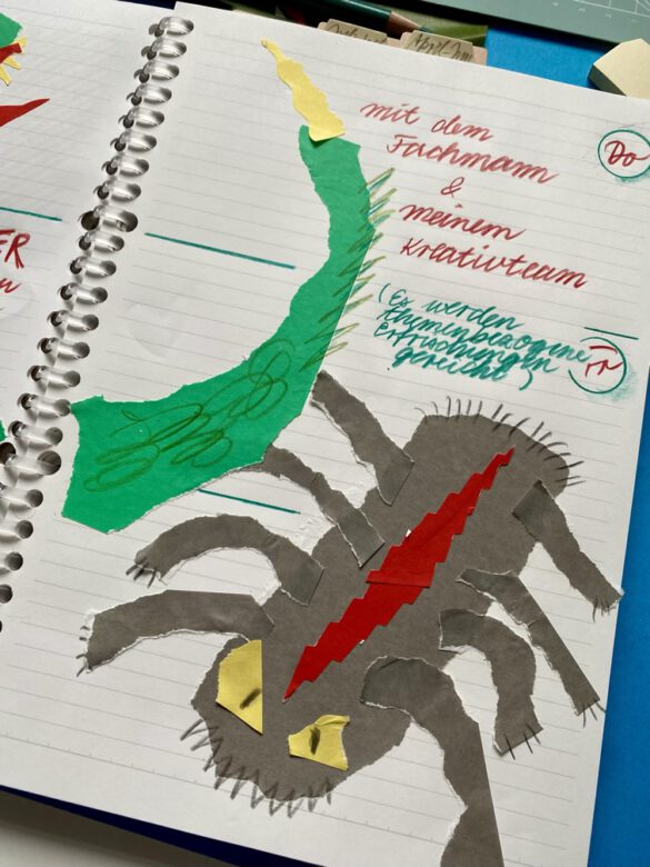 Zeichnung Collage eines Monsters in einem Kalender