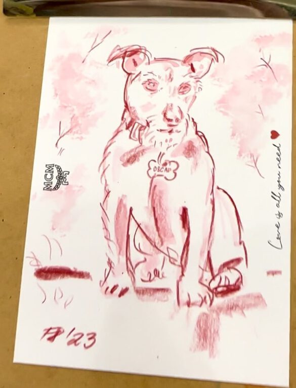 Illustration eines Terriers in rot