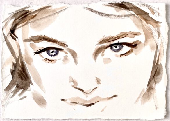 Zeichnung des Gesichts einer jungen Frau